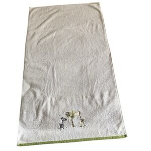 Casaba Kids Animals Zebra Monkey Giraffe Palm Embroidered Bath Towel 26" x 48"